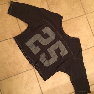 Free People Navy Cropped Football-Style T size XS